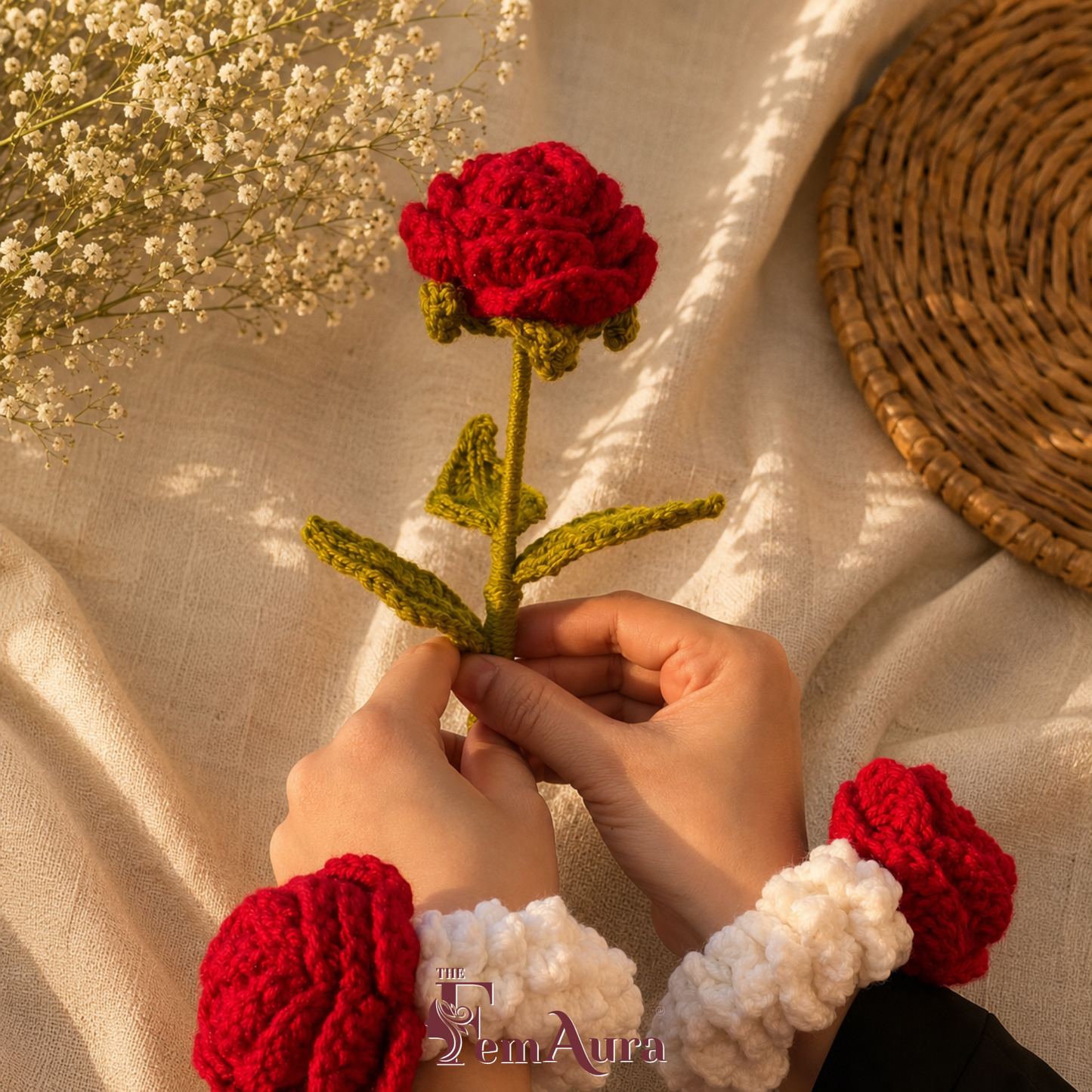 Handmade Crochet Red Rose 🌹