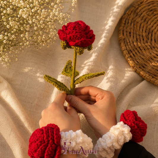 Handmade Crochet Red Rose 🌹