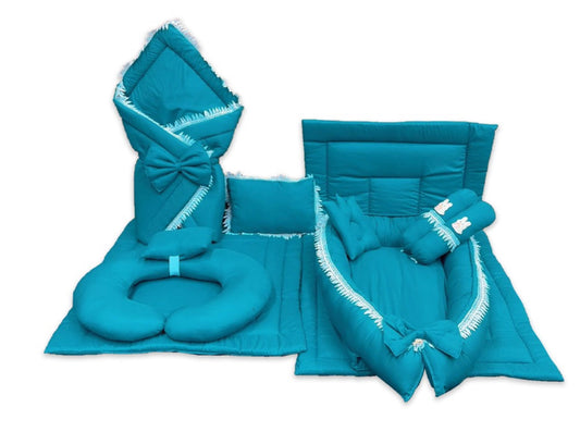 7 Pieces Sea Green Baby Bed Set