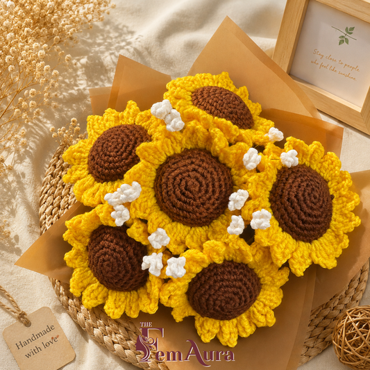 Handmade Crochet Sunflower Bouquet