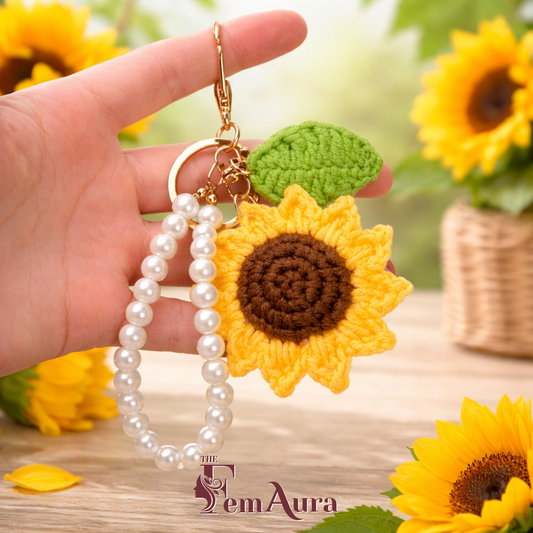 Handmade Crochet Sunflower Keychain 🌻
