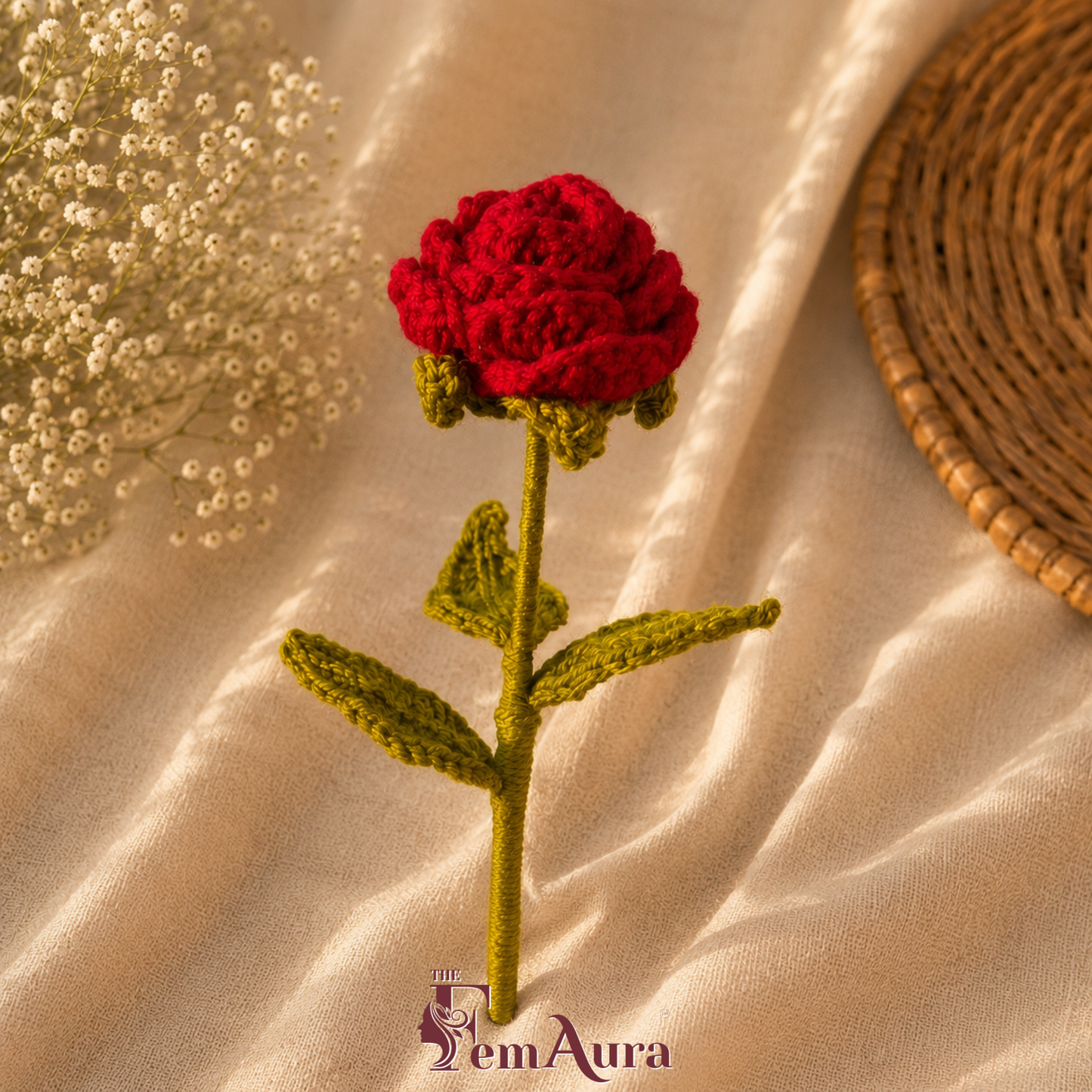 Handmade Crochet Red Rose 🌹