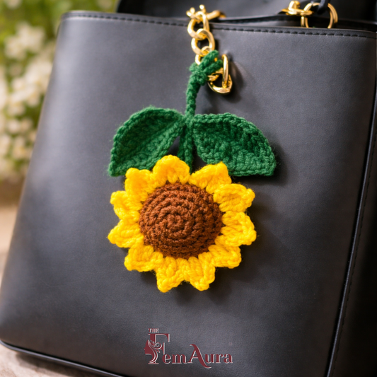 Crochet Sunflower Bag Charm🌻