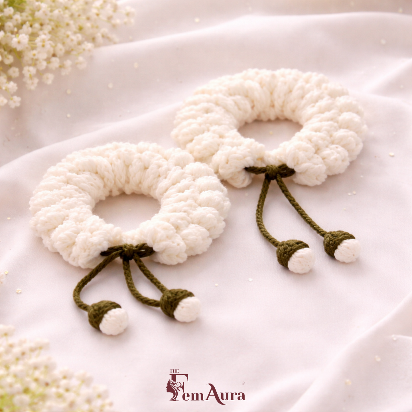 Handmade Crochet White Floral Gajras