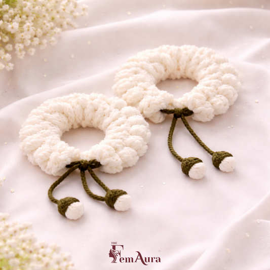 Handmade Crochet White Floral Gajras