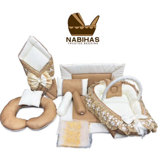 Crown Pattern 8 Pcs Baby Set (CamelCream)