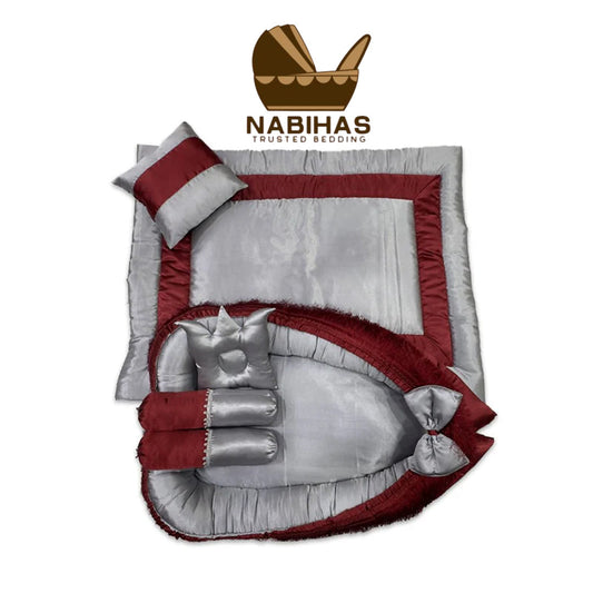 Luxury 100% Pure Cotton Baby Set With Carry Nest  (Maroon)